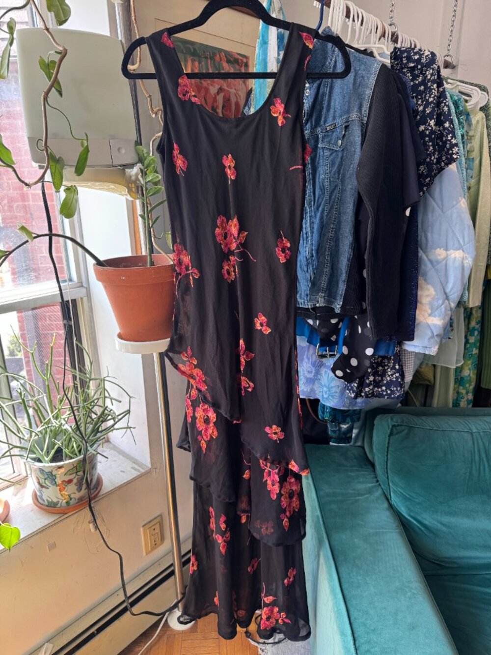Vintage Floral Tiered Flowy Dress